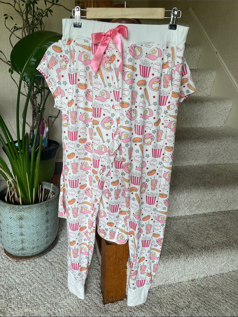 Jordann Jammies Pink Baseball Game Snack-Print Pajama NEW